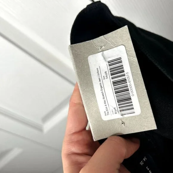 Everlane Uniform The Slim Black High Stretch Denim Jeans Men's Size 34 x 28 NWT
